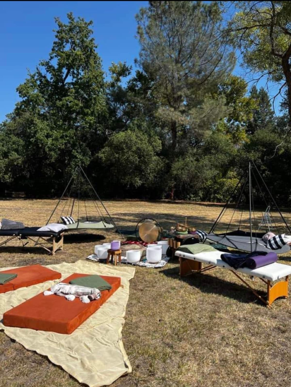 Outdoor sound healing setup