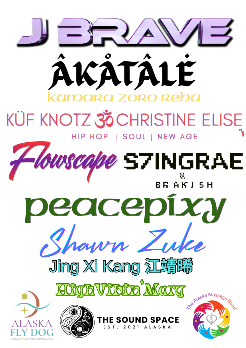 2026 Music Lineup — J Brave, ÂKÅTÂLĖ, Kuf Knotz + Christine Elise, Flowscape, S7INGRAE & BRACKISH, peacepixy, Shawn Zuke, Jing Xi Kang, High Vibin Mary